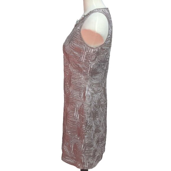 J Howard Shimmery Shimmery Beige Sz 8 (Medium) Sheath Dress Fitted and Jeweled - Picture 4 of 7